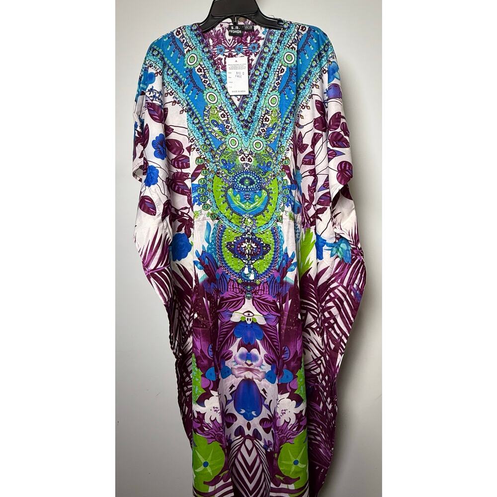 Kaftan Dresses for Women Beach Coverups, One Size Kaftans for Loungewear - Picture 2 of 4